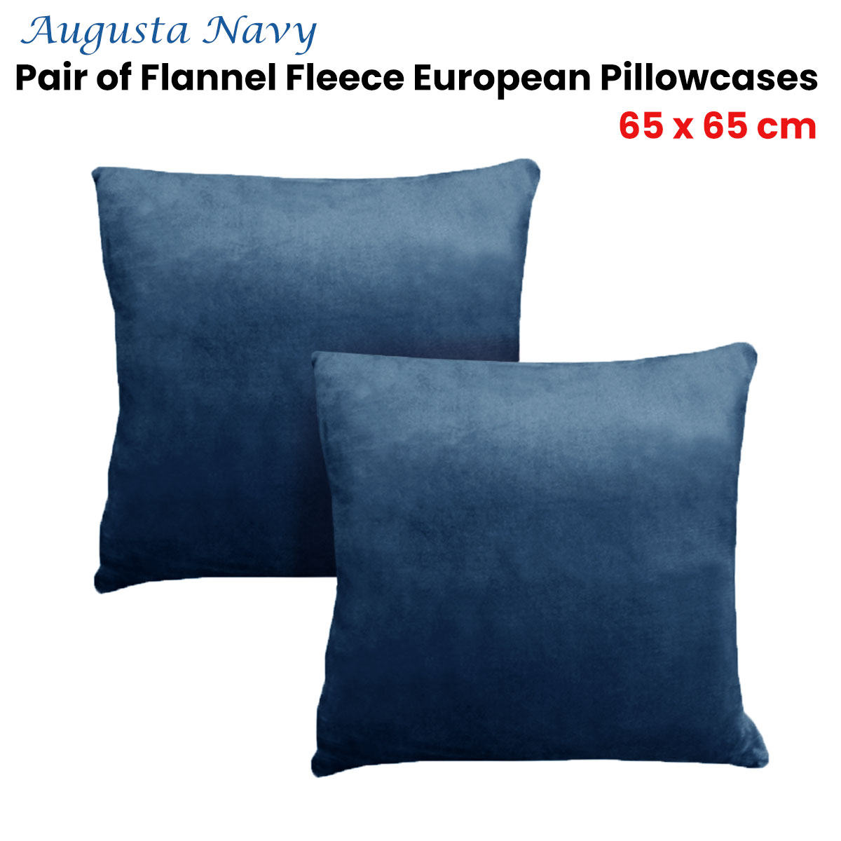 Alastairs Augusta Navy Pair of Flannel Fleece European Pillowcases โ image 2