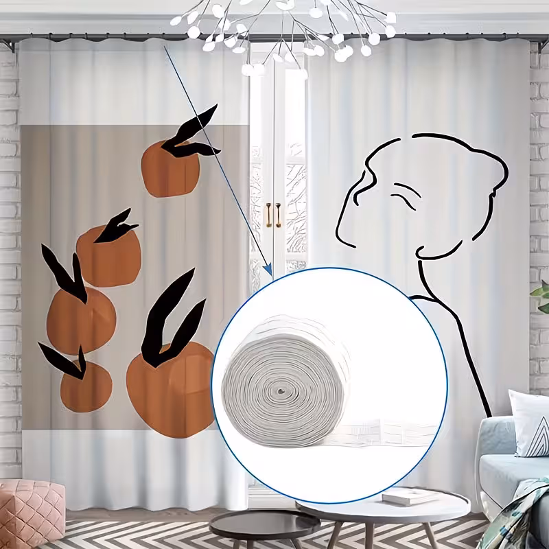 11 Yard x 3 Inch Wide Curtain Pleat Header Tape White Detachable 100% Polyester Curtain Heading Deep Pinch Tape Accessories Ribbons Pull for Window Treatments — image 2