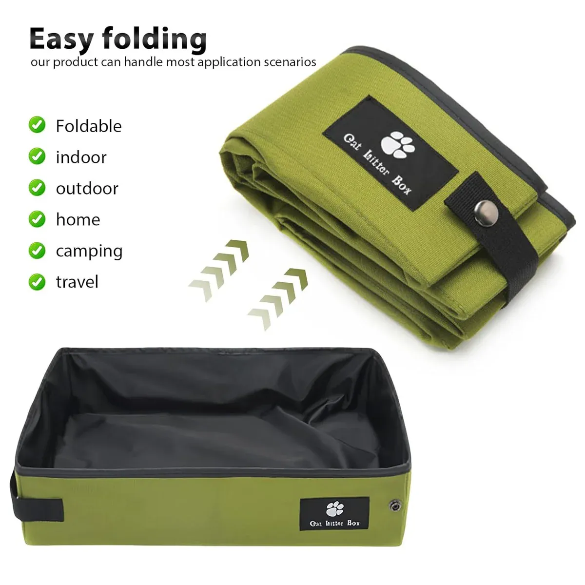 Portable Cat Litter Box Foldable Green Travel Toilet for Car Outdoor Pet Use โ image 4