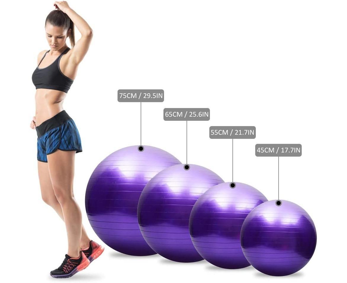 Yoga ball, anti-burst, thickened, stability, balance ball, pilates, barre, physiotherapy, exercise ball, gift, air pump - Diameter 65 cm โ image 4