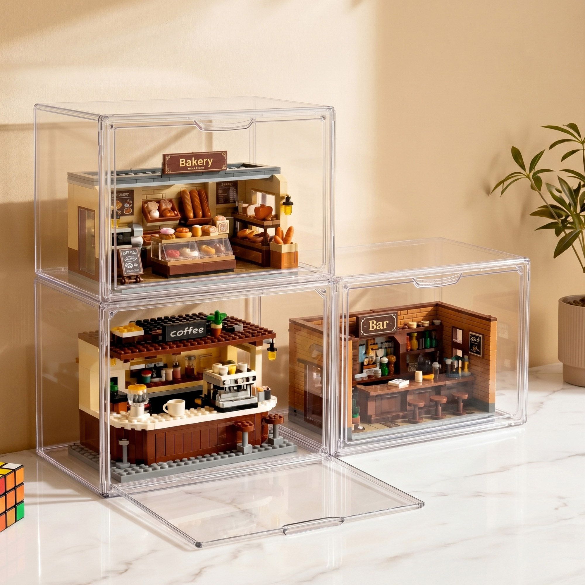 Artiss Clear Acrylic Display Case 3 Pack Toy Storage Box