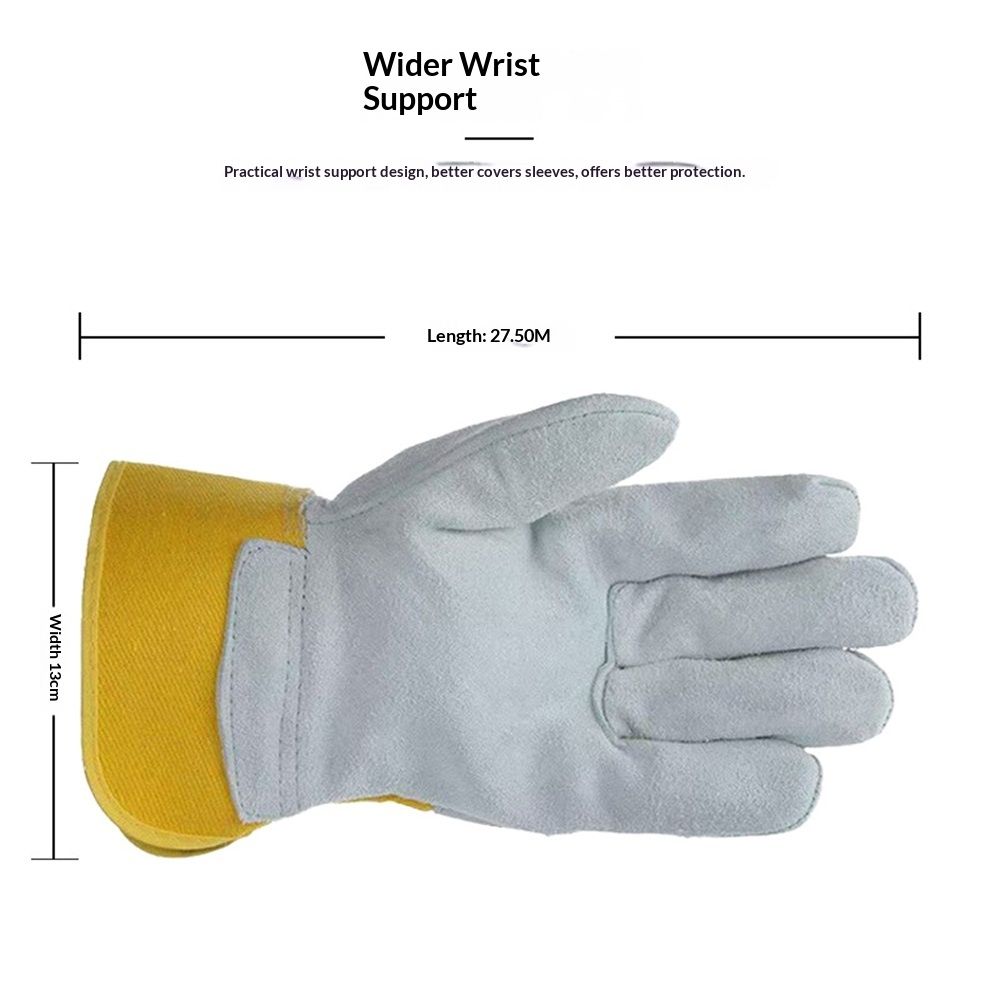 heavy-duty leather palm work gloves with safety cuffs, wear-resistant, durable, heat-resistant and heat-insulating cowhide gloves welded — image 5