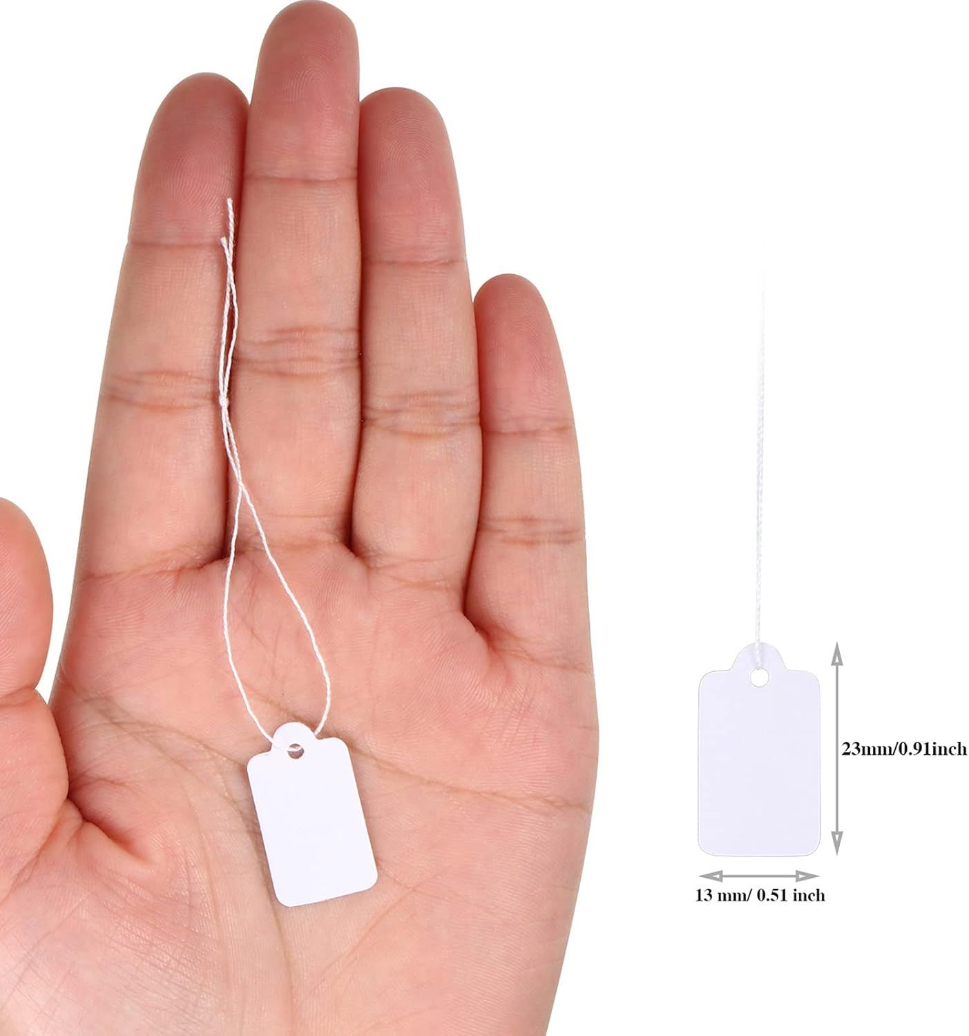 500 Pack White Price Tags with String Attached for Jewelry, Clothing, Gift, Yard Sale, Garage Supplies(Vintage Style,23 x 13 mm) โ image 3