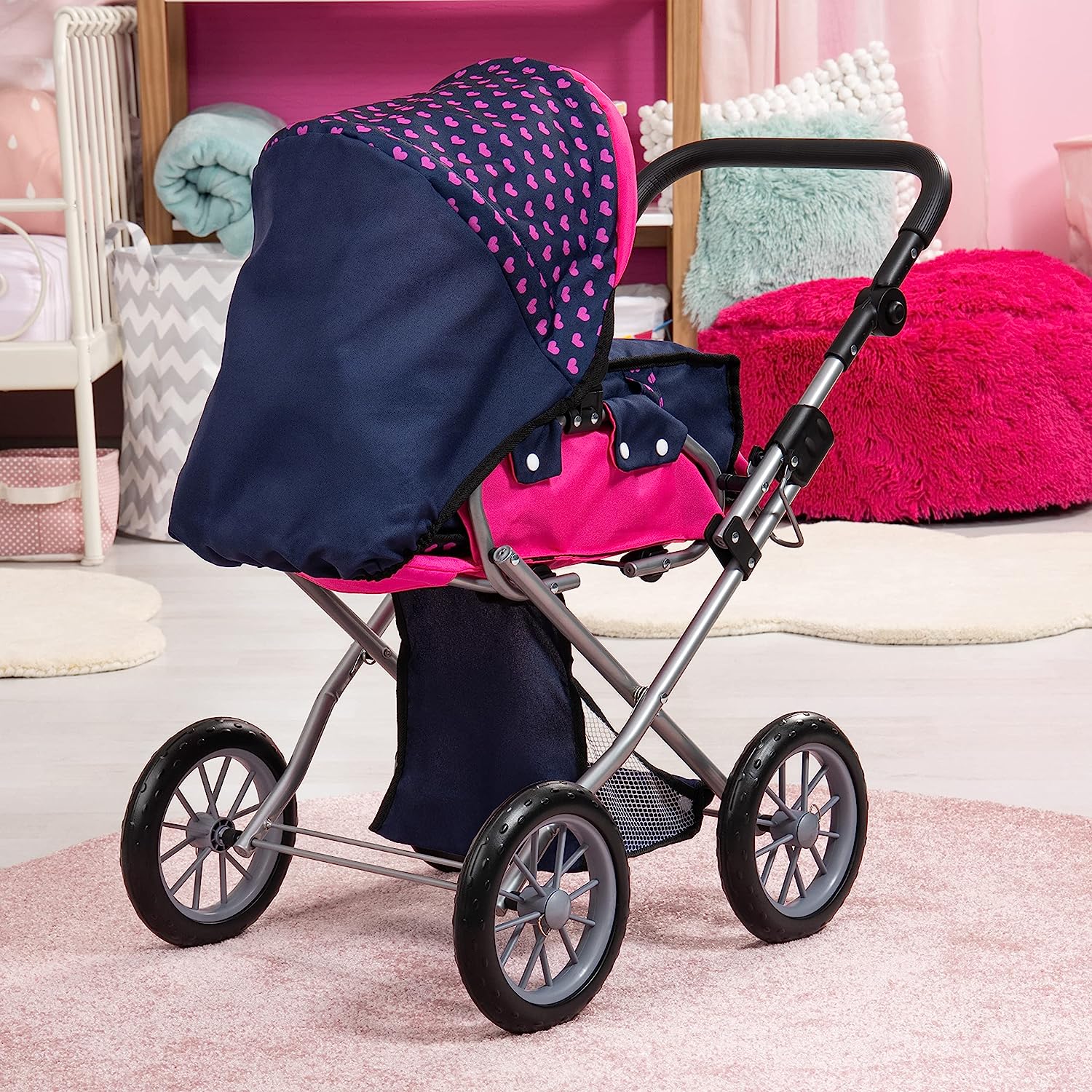 Baby Doll City Star Pram in Polka Dots, Blue and Pink โ image 2