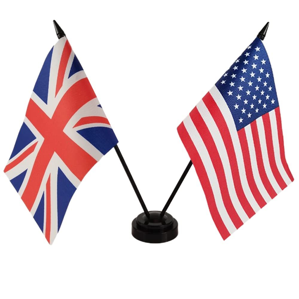 4 Pack Miniature Two Hole Flag Stand Base, Twin Desk Flag Holder, Two Hole Black Base For 4"x6" 5"x8" Stick Desk Flags — image 3
