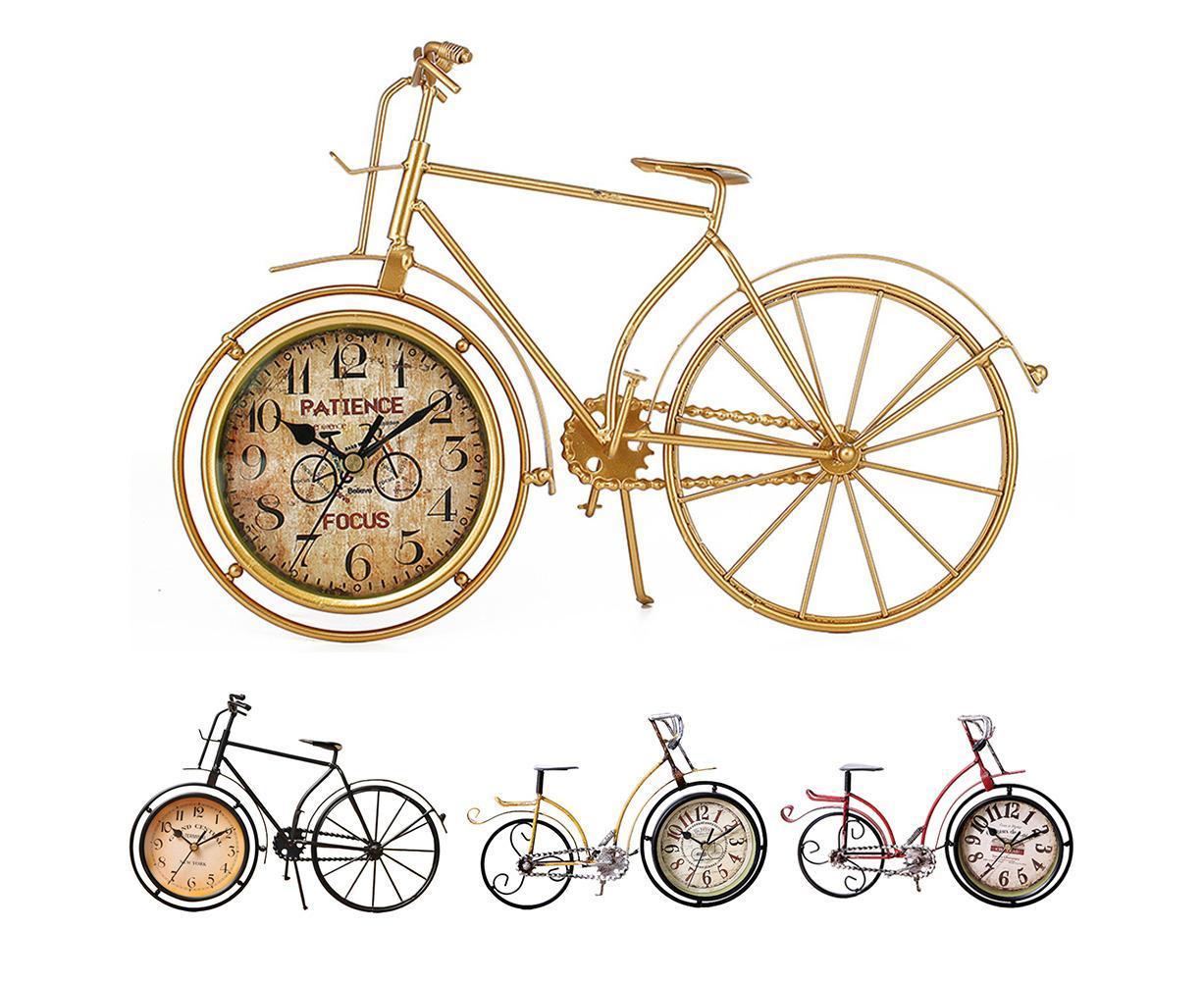 Retro Vintage Silent Iron Bike Bicycle Clock Home Office Living Room Table Decor - Yellow โ image 2