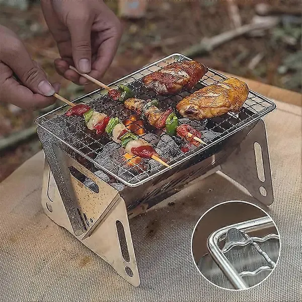 1 Piece Stainless Steel BBQ Grill Net, Portable Cooking Grate for Camping, Picnics and Hiking, Silver, 21.5 × 15 cm — image 5