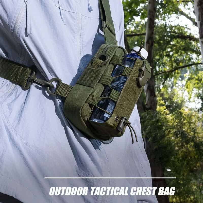 Green Outdoor Tactical Water Bottle Chest Bag - High-Capacity Phone Pouch with Expansion System for Cycling Camping and Fishing — image 2