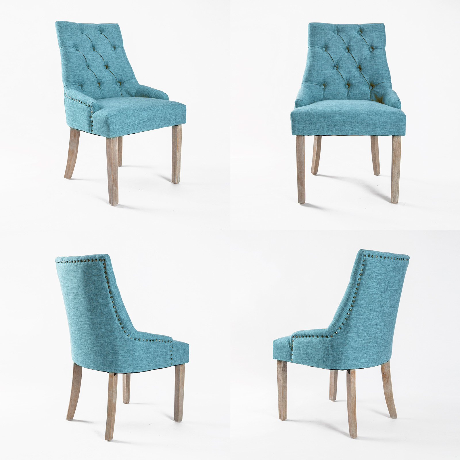 2X French Provincial Dining Chair Oak Leg AMOUR BLUE โ image 4