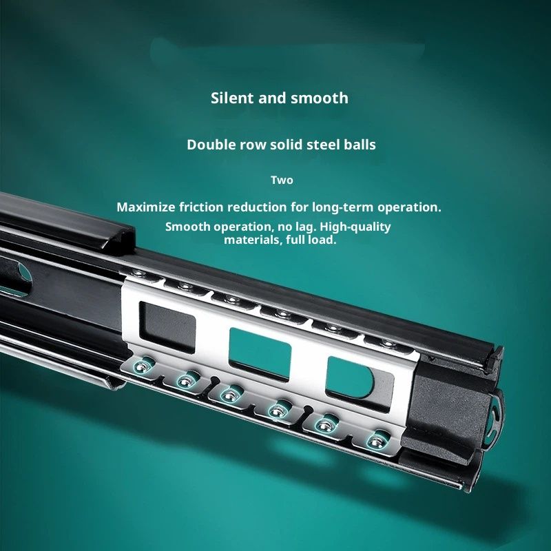 10-Inch Cold Rolled Steel Drawer Slides, Full Extension Ball Bearing Slide Track Rail 25mm Wide Capacity Black 2 Pair — image 3