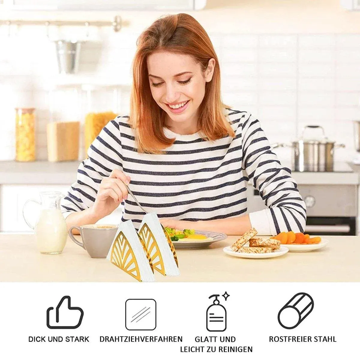 2 Nordic Hollow Napkin Holder Stainless Steel Tissue Dispenser Organiser Kitchen — image 5