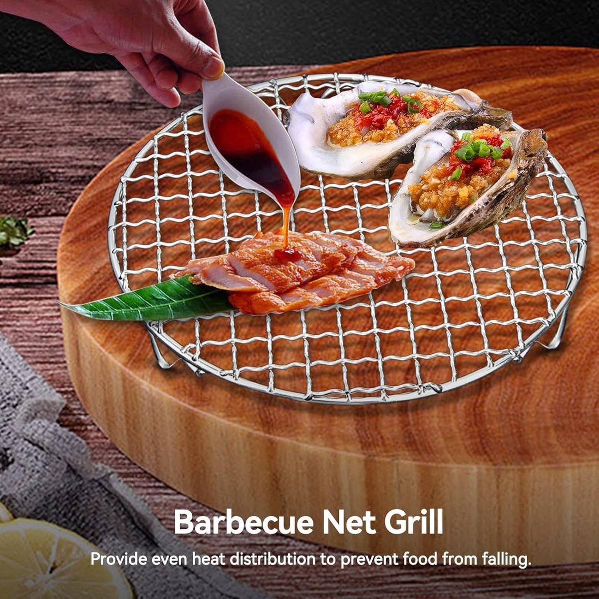 Grill - Grill grate - Grill accessories - Stainless steel grill - Round grill - Cooking and cooling rack - With support legs - For outdoor grilling - Silver — image 2