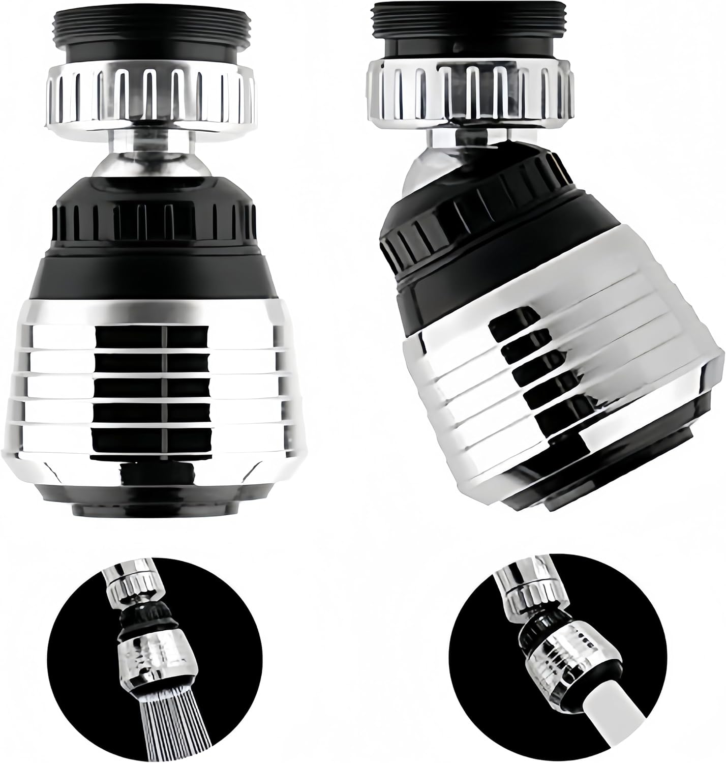 2PCS 360 Degree Swivel Faucet Aerator Deluxe Water Saving Faucet Sprayer Water Saving Bubbler Pressurized Faucet Filter Kitchen Accessories (360 Degree, Count