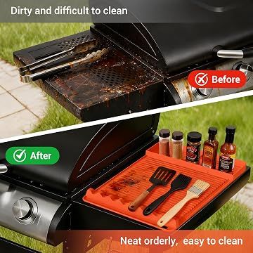 2 Pack Silicone Grill Tool Mat ,16 x 11.5 Inch Heat Resistant Non‑Slip BBQ Utensil Mat, Outdoor Cooking Camping Tailgating Accessories, Practical Father's Day — image 3