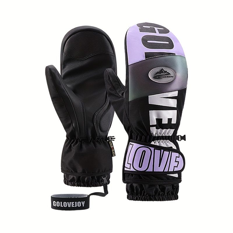Winter Ski Mittens Waterproof & Windproof for Outdoor Snow Sports, with Touchscreen Compatibility, Fleece Lining, Anti-Slip Palm, Adjustable Wrist Strap, and
