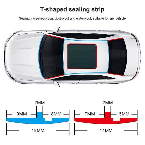 Car Rubber Edge Sealing Strip for Roof Window Door and Protective Trim, Noise Dust Rain Reduction, 19mm x 2m Black Trim — image 5