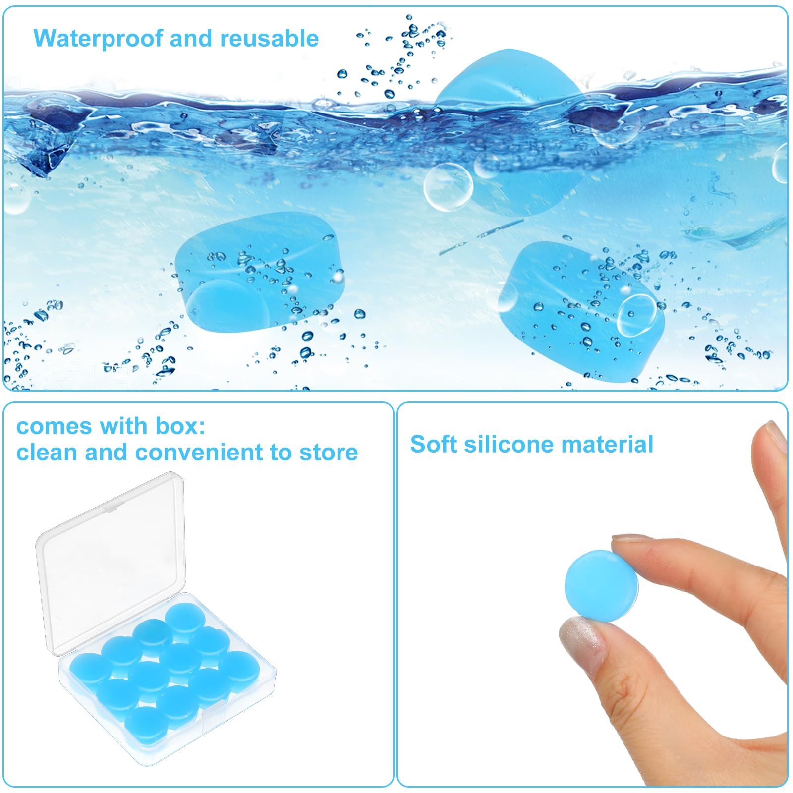 12pcs,Silicone mud earplugs, soft mud, children's sleep earplugs, noise reducing, swimming, waterproof, boxed silicone — image 3