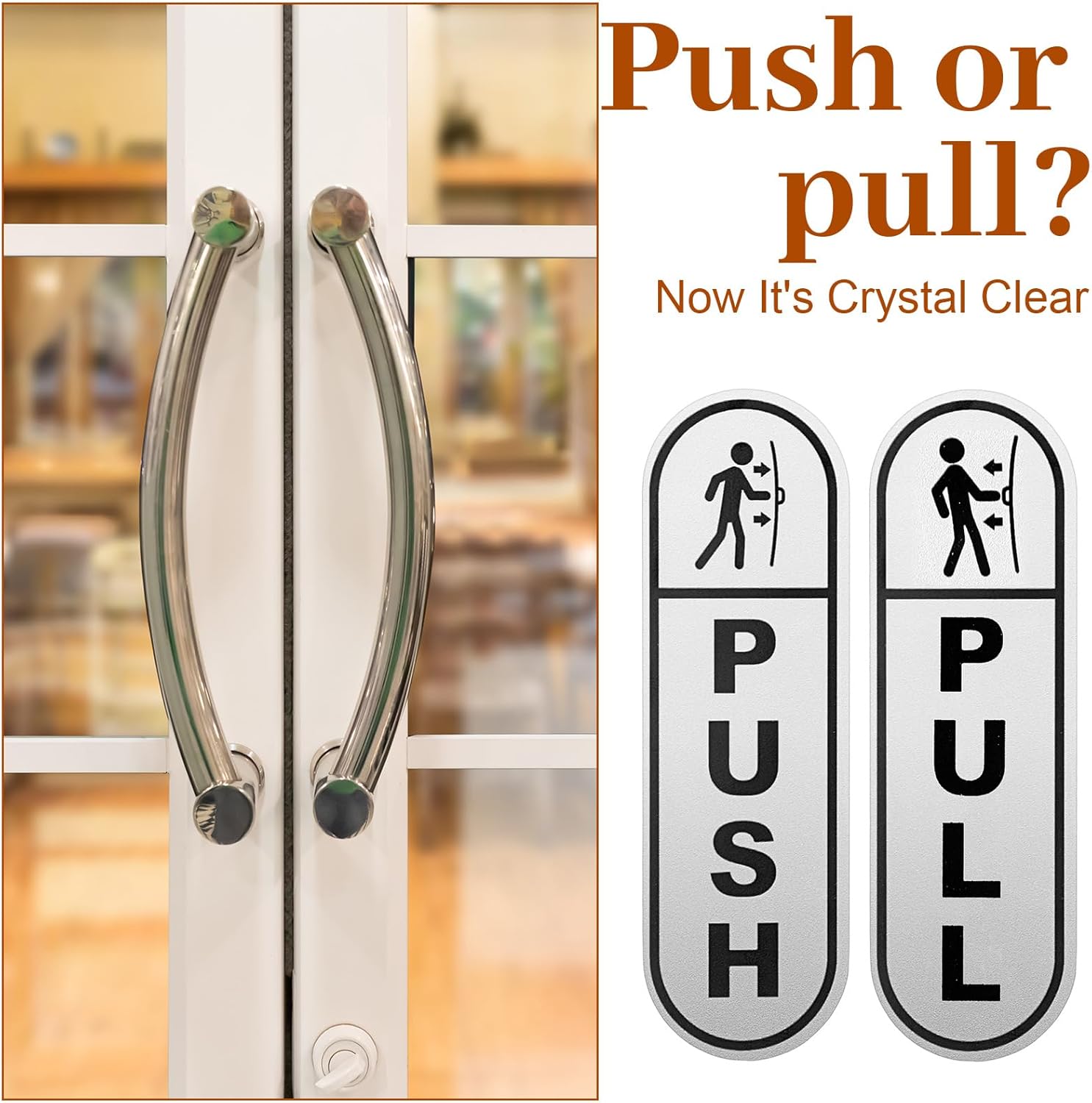6PCS Push Pull Door Stickers - Shimmeroo Durable Waterproof Strong Adhesive Pull Push Door Sign Stickers for Home Office Business Doors Gloss Wipeable — image 6