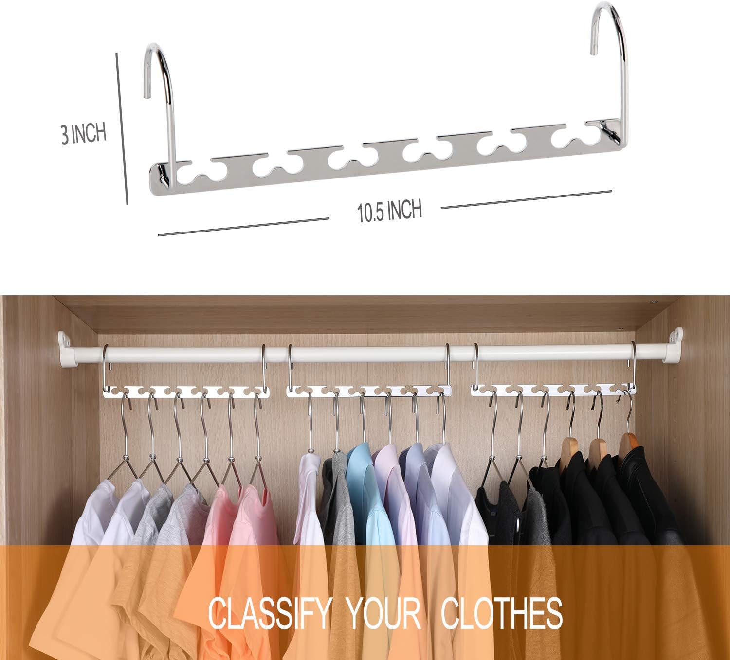 Space Saving Hangers Metal Hanger Magic Cascading Hanger Closet Clothes Organizer(4 Pack) — image 3