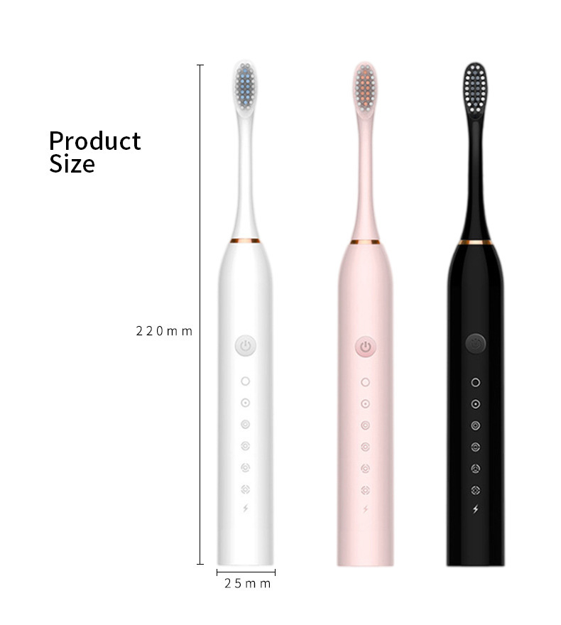 X-3 Sonic Electric Toothbrush in White, 8 Brush Heads, Travel Case, USB Charging, and Stand Included โ image 5