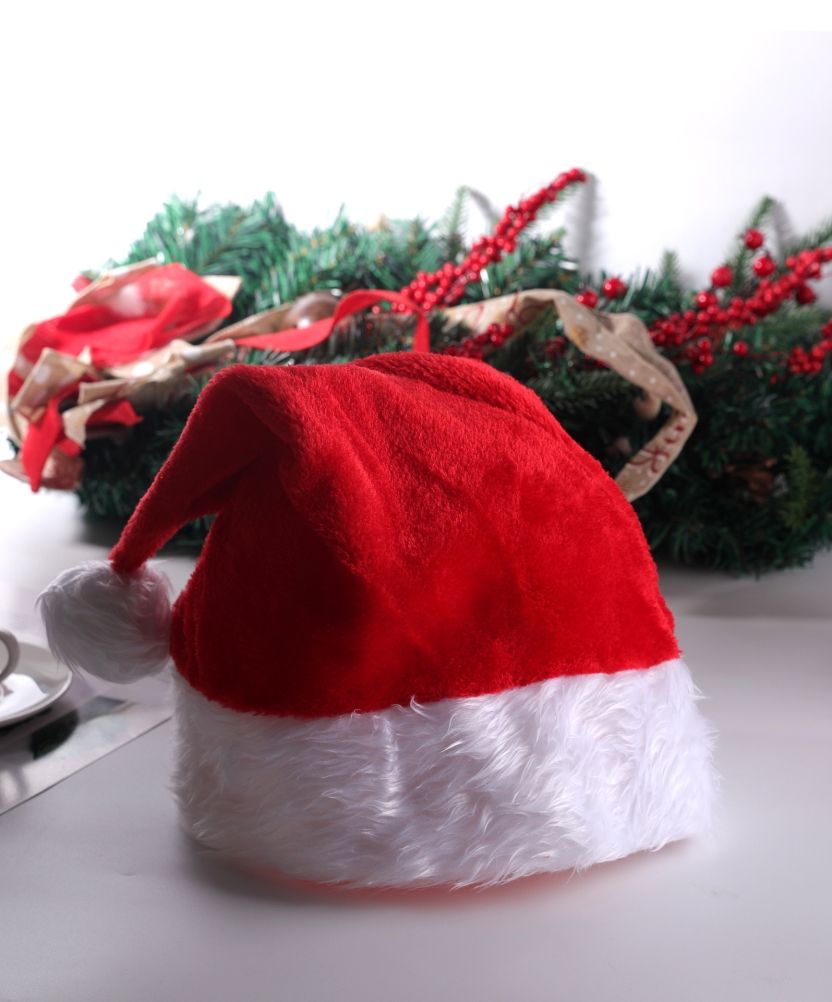 LED Christmas Hat Light Up Plush Santa Hat Christmas Costume Props Holiday Party Supplies — image 4