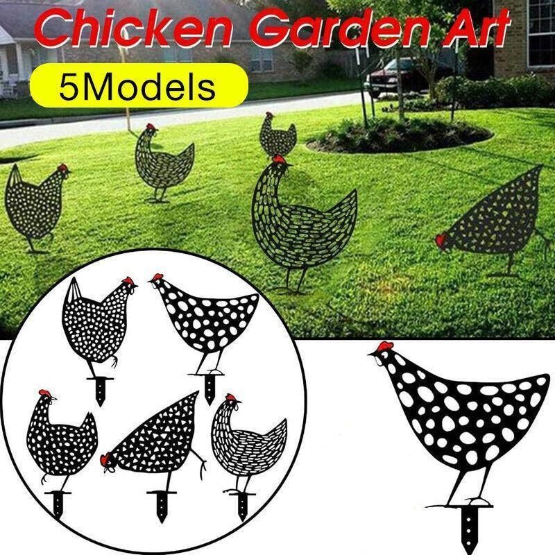 Garden Ornaments Chicken Yard Art Garden Backyard Lawn Decor Gift Easter Deco - E — image 2