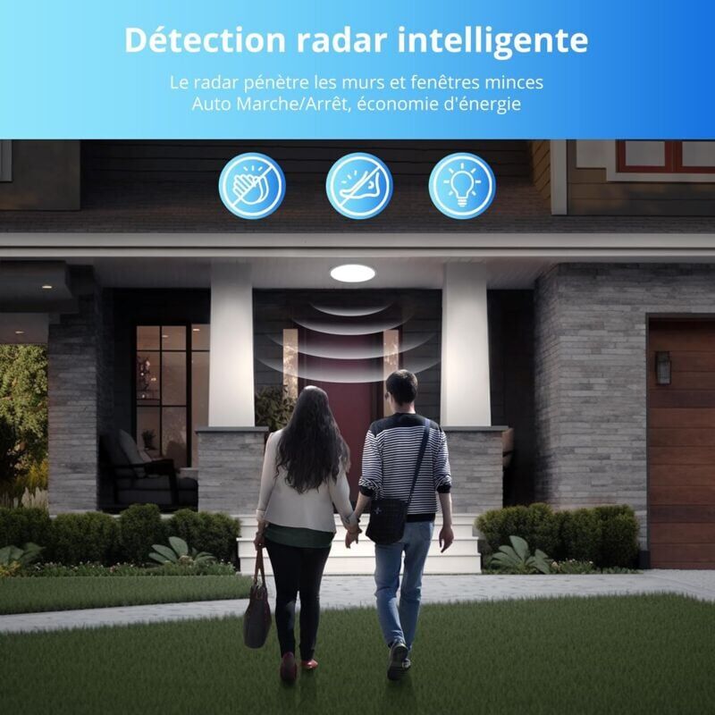 LED Ceiling Light with Motion Sensor 12W 6000K Round LED Ceiling Lamp Radar Motion Detector for Outdoor Indoor Staircase Bathroom Garage Hallway 205cm — image 2