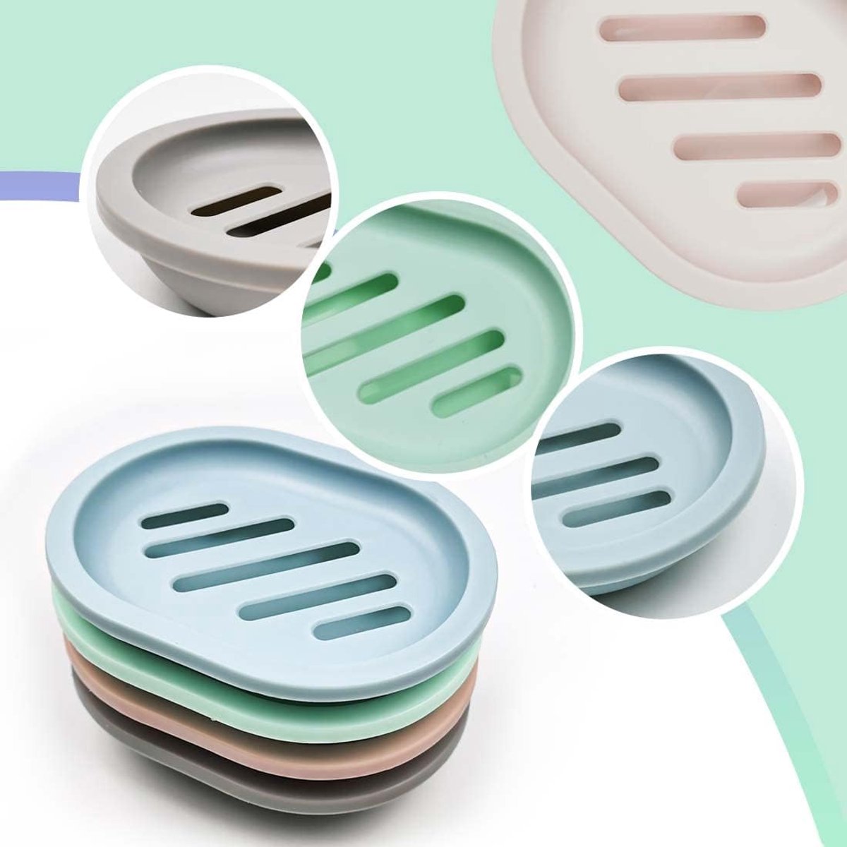 4-Piece Double-Layer Soap Holder - Soap Dish - Soap Holders - for Shower Soap Dish - Small Soap Dish - Portable Bar Soap Case - with Drain - Soap Dish โ image 4