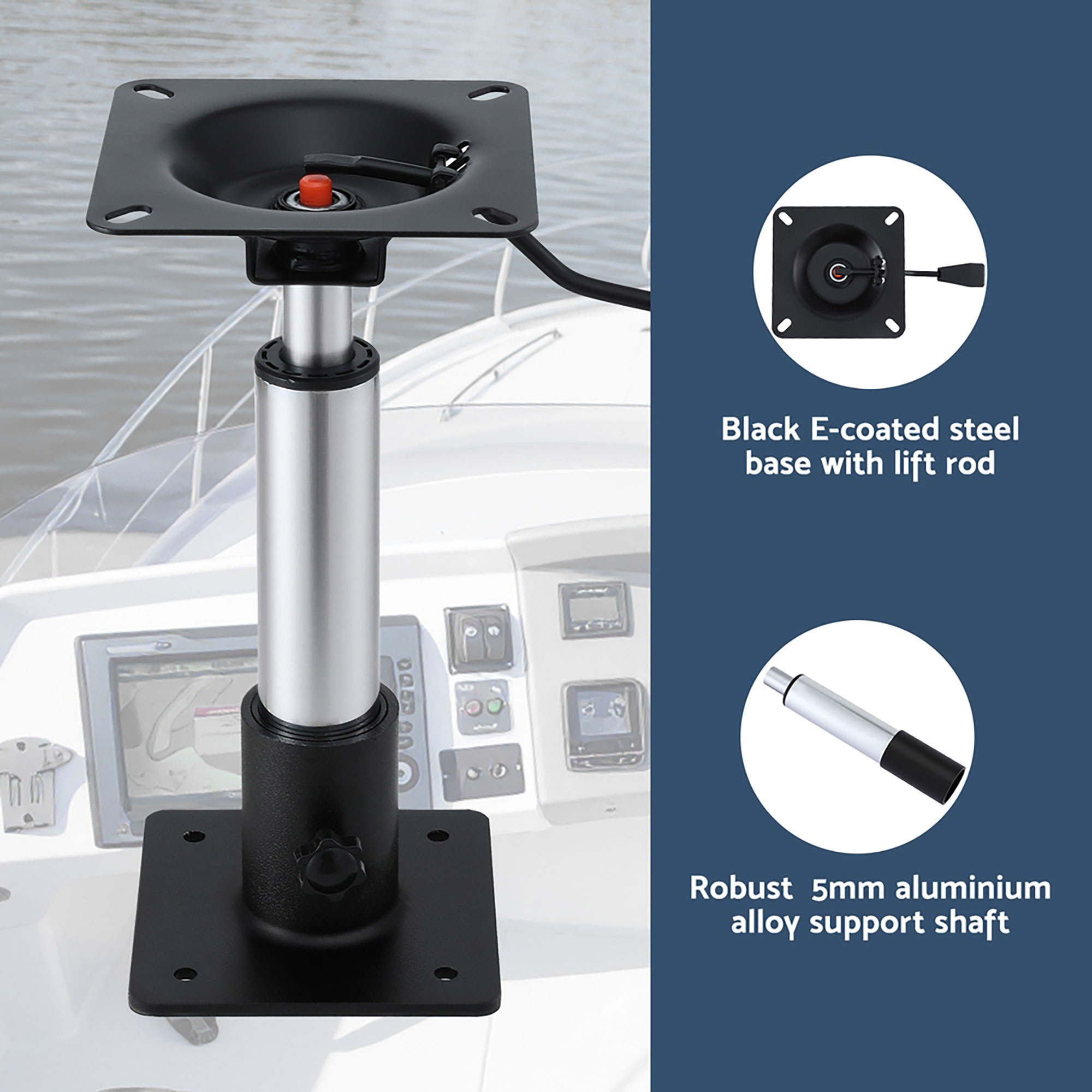 Seamanship Boat Seat Pedestal 34–46cm Adjustable Gas Lift 360 Degrees Swivel 2 Pack — image 4