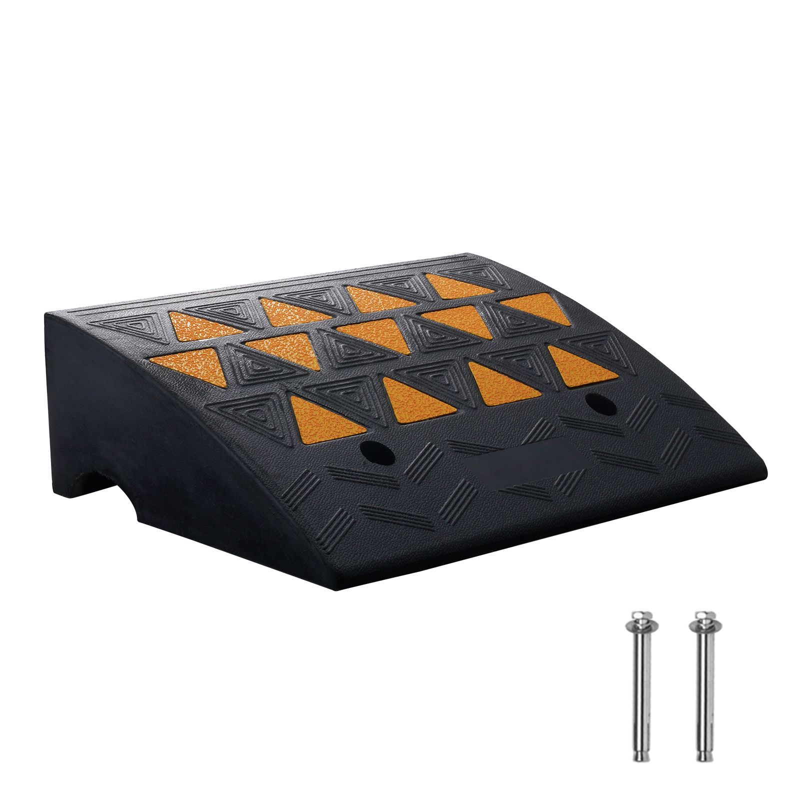 Rubber Curb Ramp 15.2 cm Rise Height Sidewalk Curb Ramp, 37 cm Width 49.1 cm Length Driveway Ramp for Curb, 15T Heavy Duty Rubber Ramp for Forklifts, Trucks