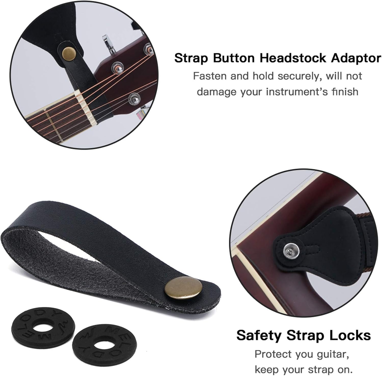 Guitar Strap, Soft Cotton Straps With 3 Pick Holders, Button Headstock Adaptor, 1 Pair Locks and 3 Picks Set For Electric/Acoustic Guitar — image 5