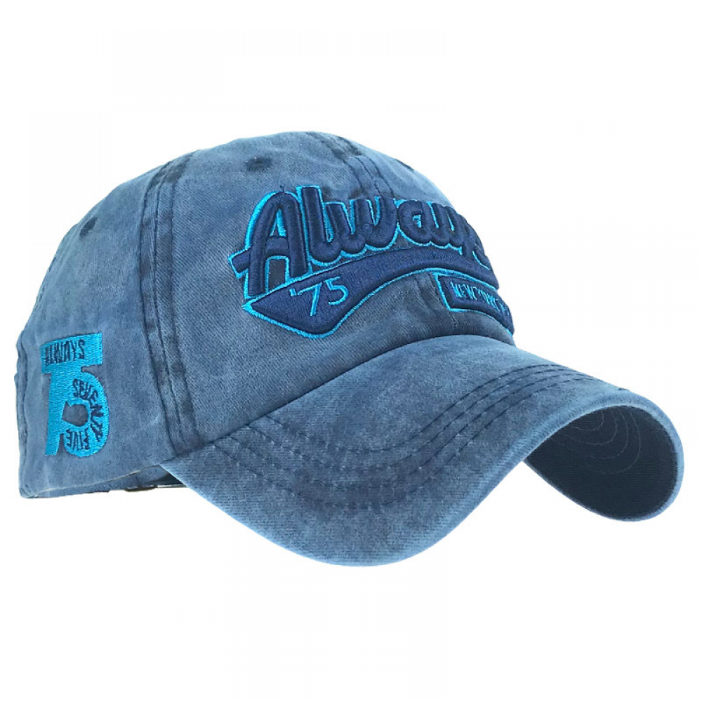 Baseball cap washed full cap fringed sun hat men and women Blue