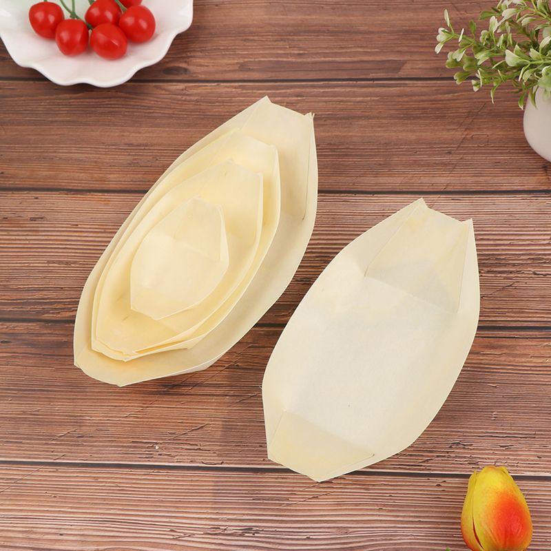 50Pcs Disposable Wooden Plates for Sushi Salad and Desserts, Pine Wood Bowls, Eco-Friendly Food Serving Dishes 7IN โ image 4