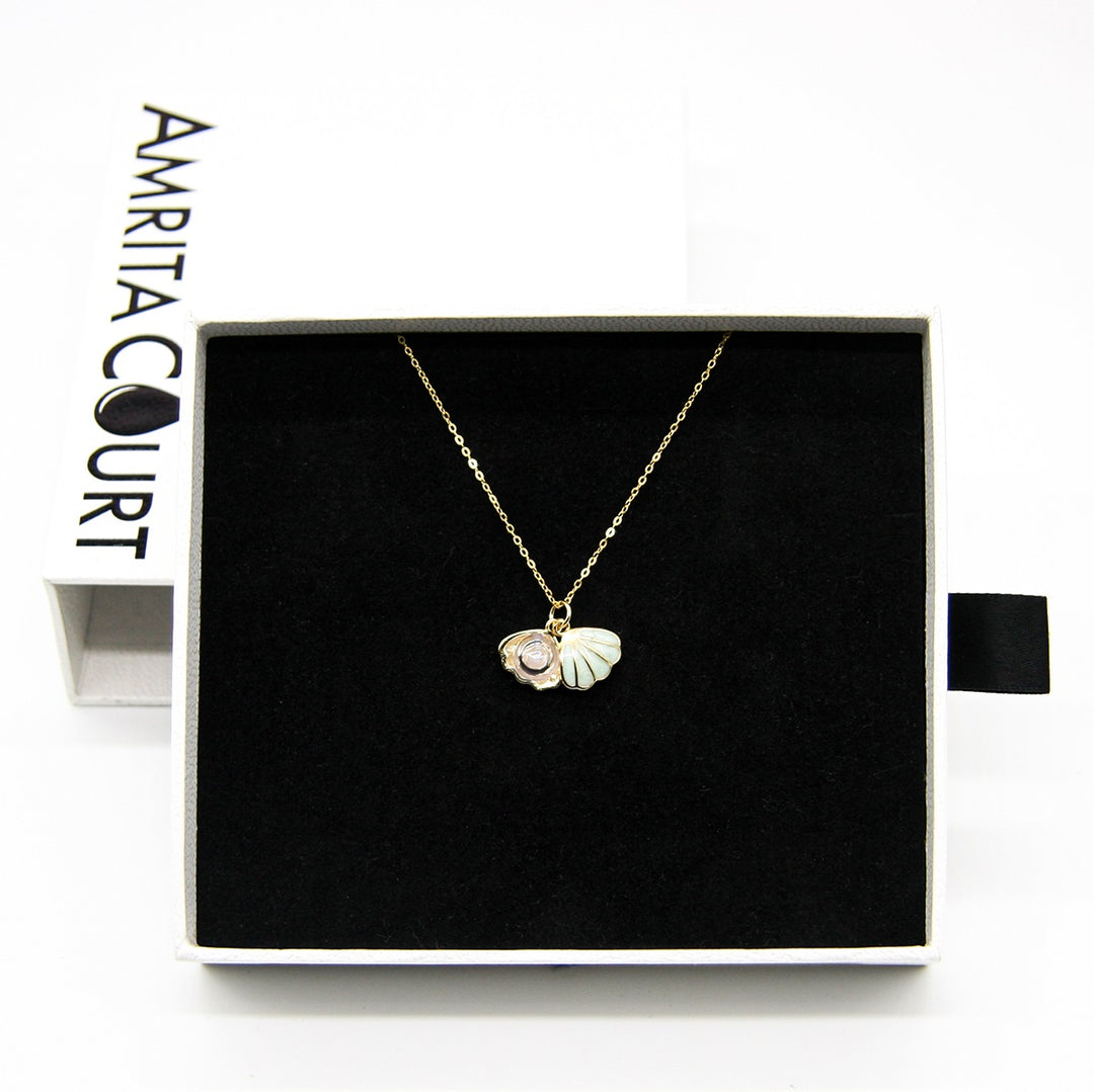Gift Box - Aroma Necklace 925 Silver, Gold coated - Green Shell Dreamy Lavender (Light Purple) + Purify Oil Blend โ image 4