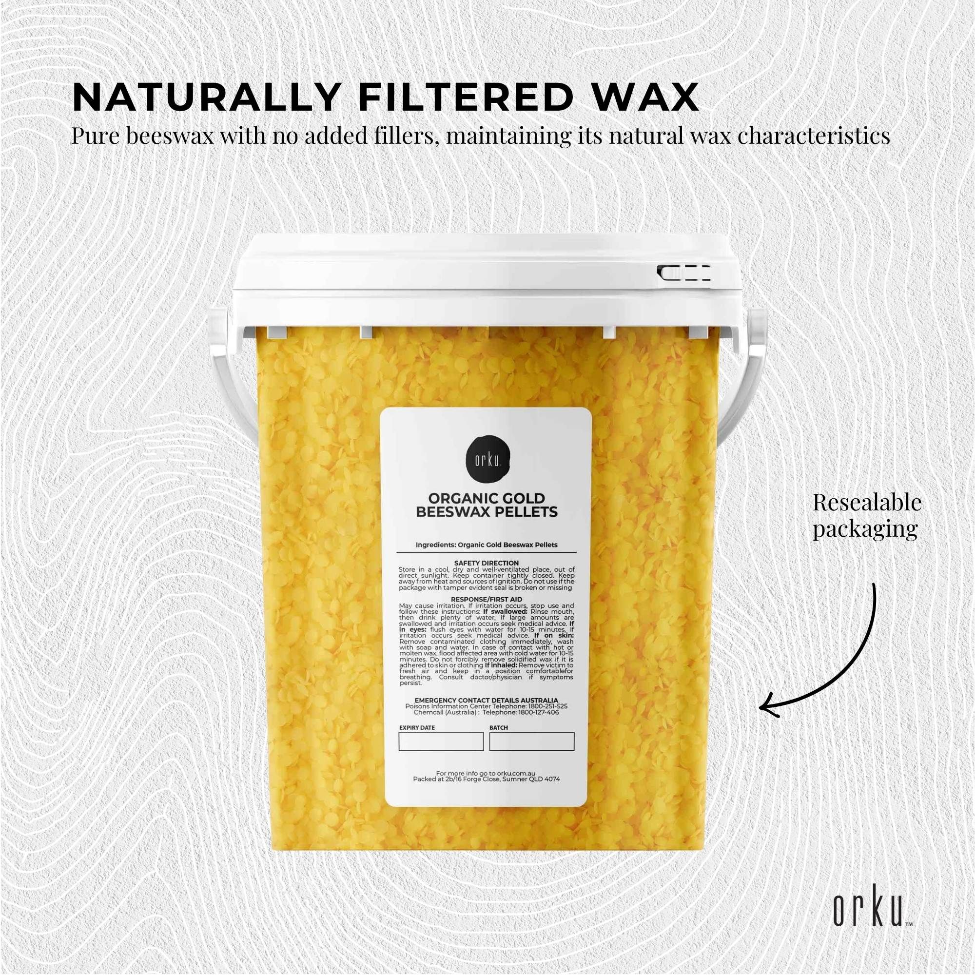 Orku 500g Organic Beeswax Pellets Yellow Tub - Cosmetic Grade Bees Wax Pastilles — image 4
