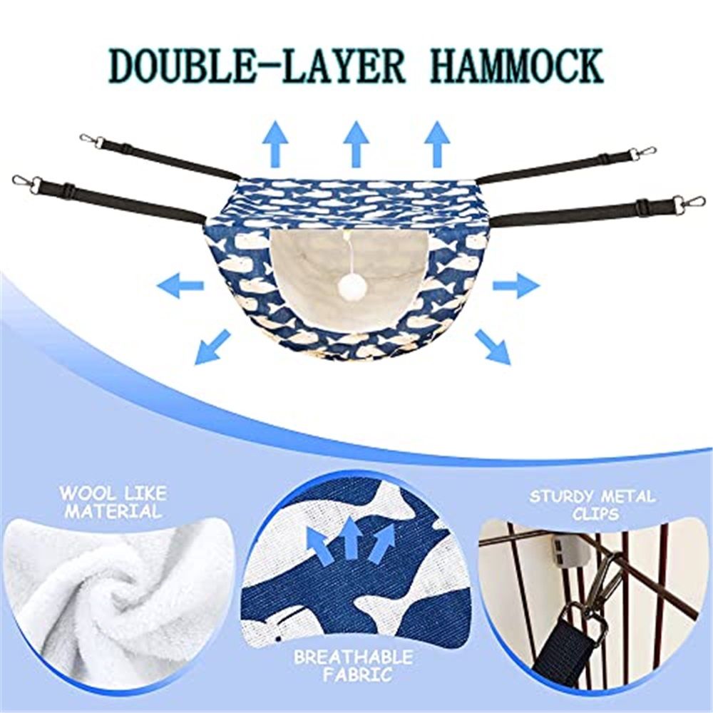 Cat Cage Hammock with Ball,Double Layer Hanging Adjustable Soft Pet Bed Suit for Kitten Ferret Puppy Rabbit or Small Pet, 2 Level Indoor Bed for All — image 5