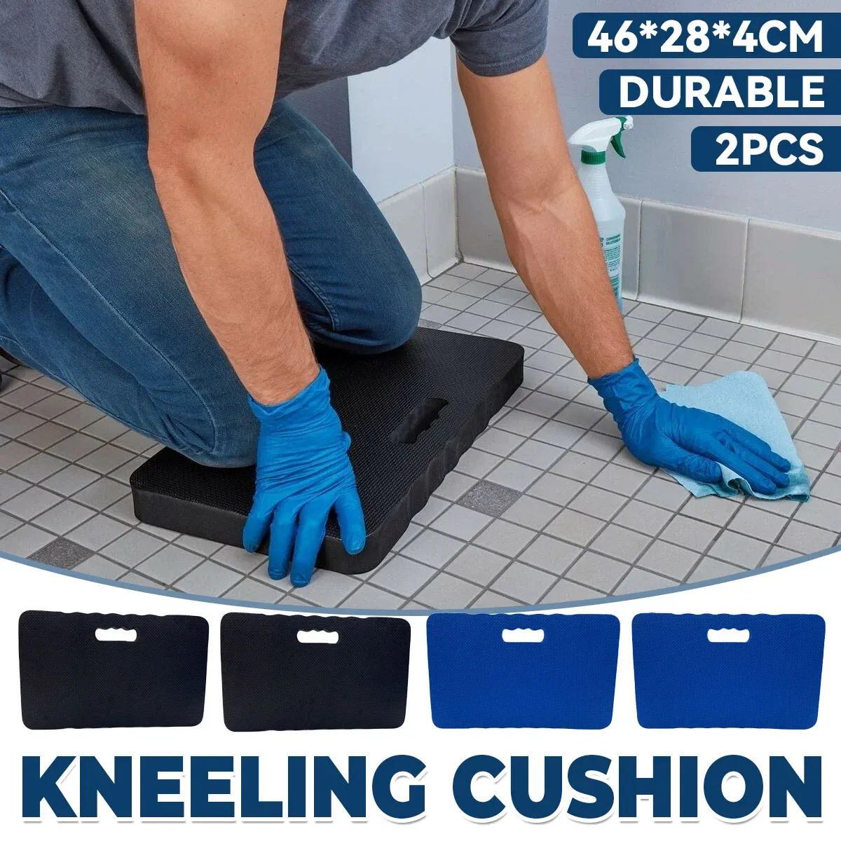 2Pcs Waterproof Anti-Slip Kneeling Cushion Home Garage Repair Knee Guard - Blue โ image 2