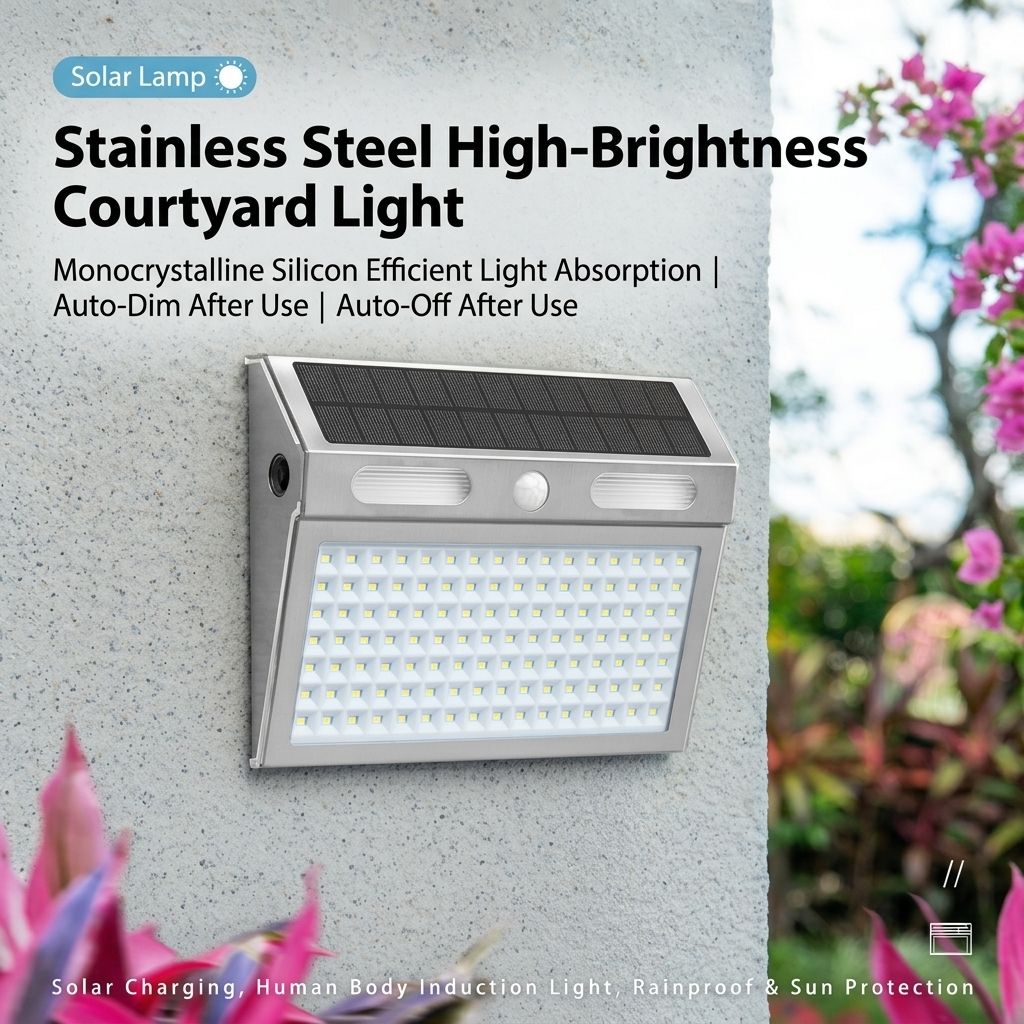 Solar Powered Motion Sensor Wall Light with Dual-Head LED Spotlight, IP65 Waterproof Outdoor Security Lamp for Patio, Doorway, Stairs, and Building Exterior