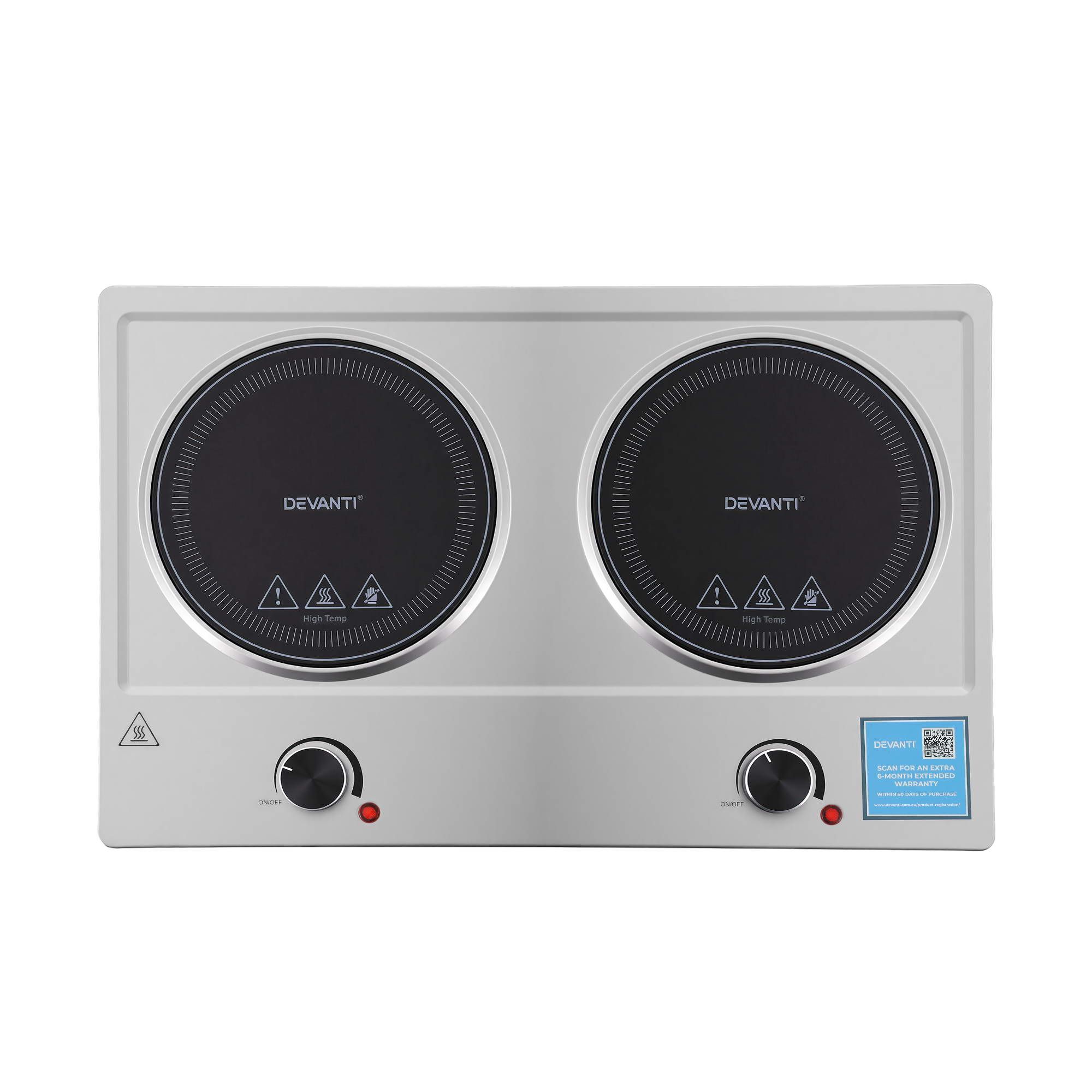 Devanti 2 Hobs Ceramic Cooktop Electric Hot Plate Infrared Knob Control 2400W — image 3