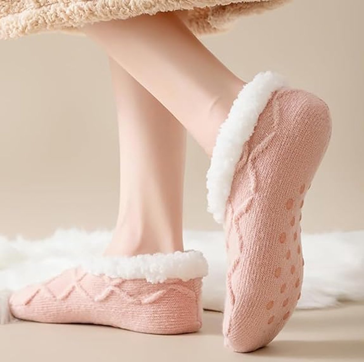 Women's Slipper Socks - Winter Warmth - Fluffy Sherpa lining - Ultra-comfortable for bare feet - One size (Washable) — image 5
