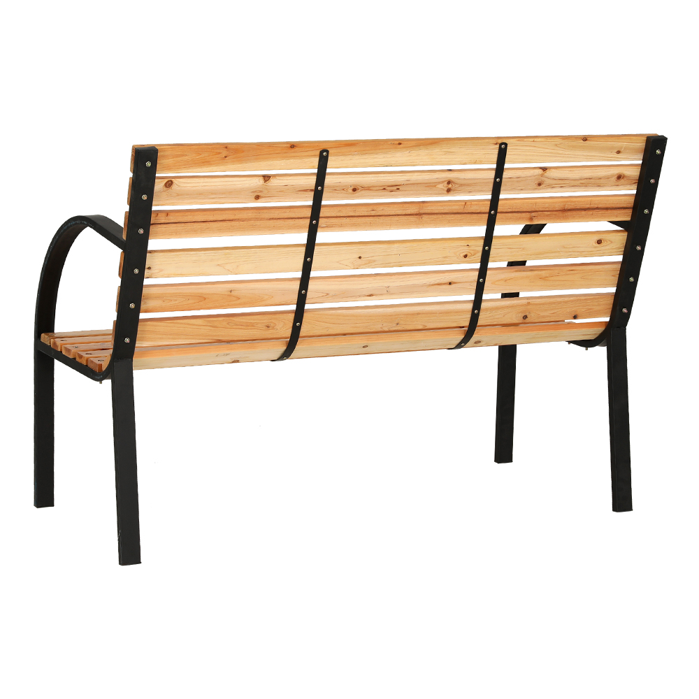Gardeon Outdoor Garden Bench Seat 120cm Wooden Steel 2 Seater Patio Furniture Natural — image 3
