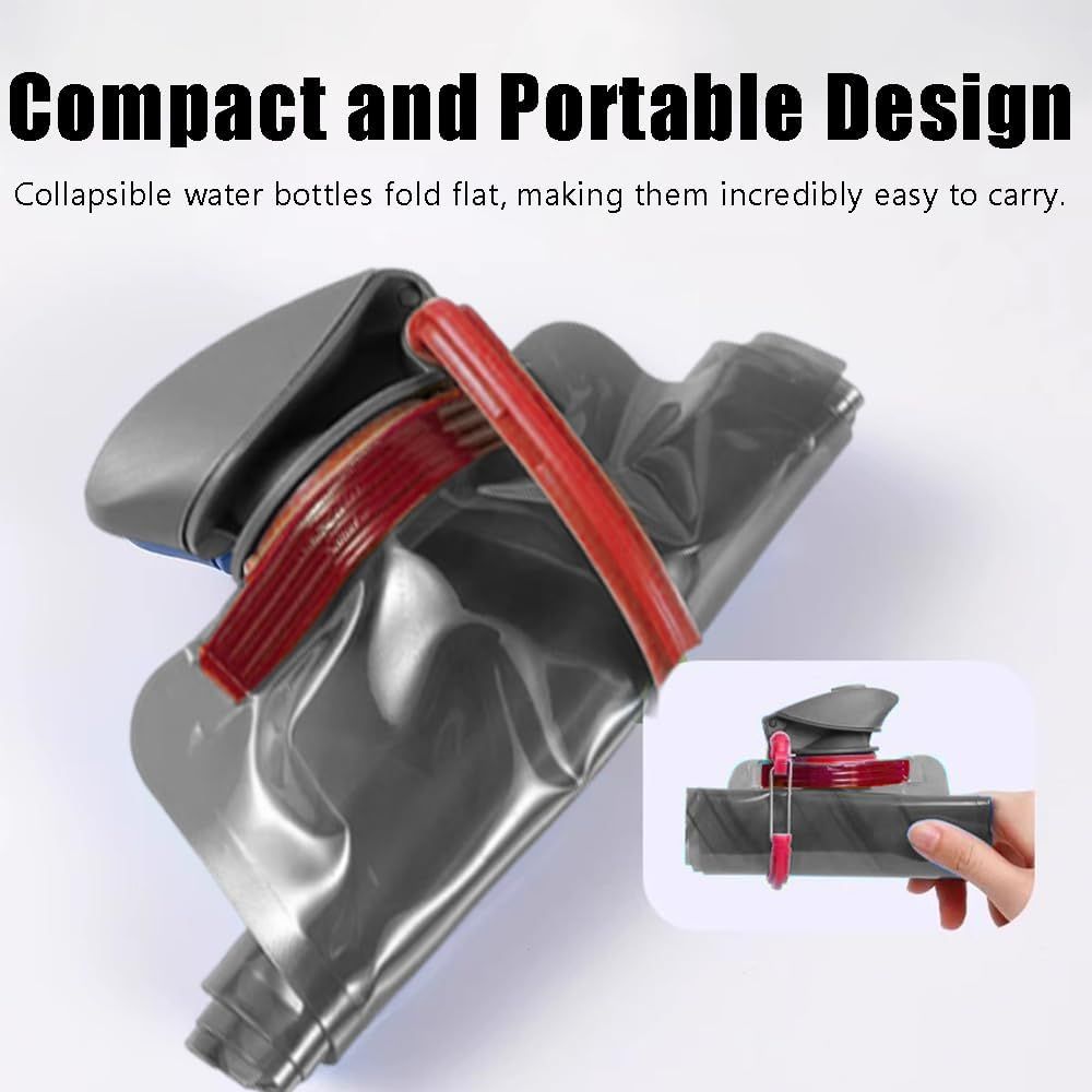 Collapsible Water Bottles,Compact Bottle Folds Flat with Carabiner, Flat Water Bottles for Outdoor Sports Camping Traveling Biking,2 Pieces — image 4