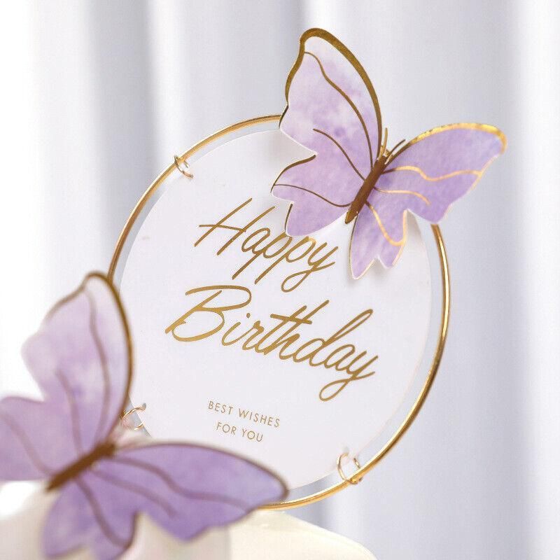 10Pcs Butterfly Paper Toppers Happy Birthday Cake & Festival Theme Decor - Pink Phnom Penh โ image 4