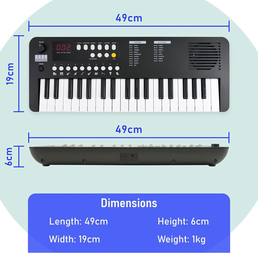 Axus Mini Keyboard 37 Key Keyboard - Black — image 4