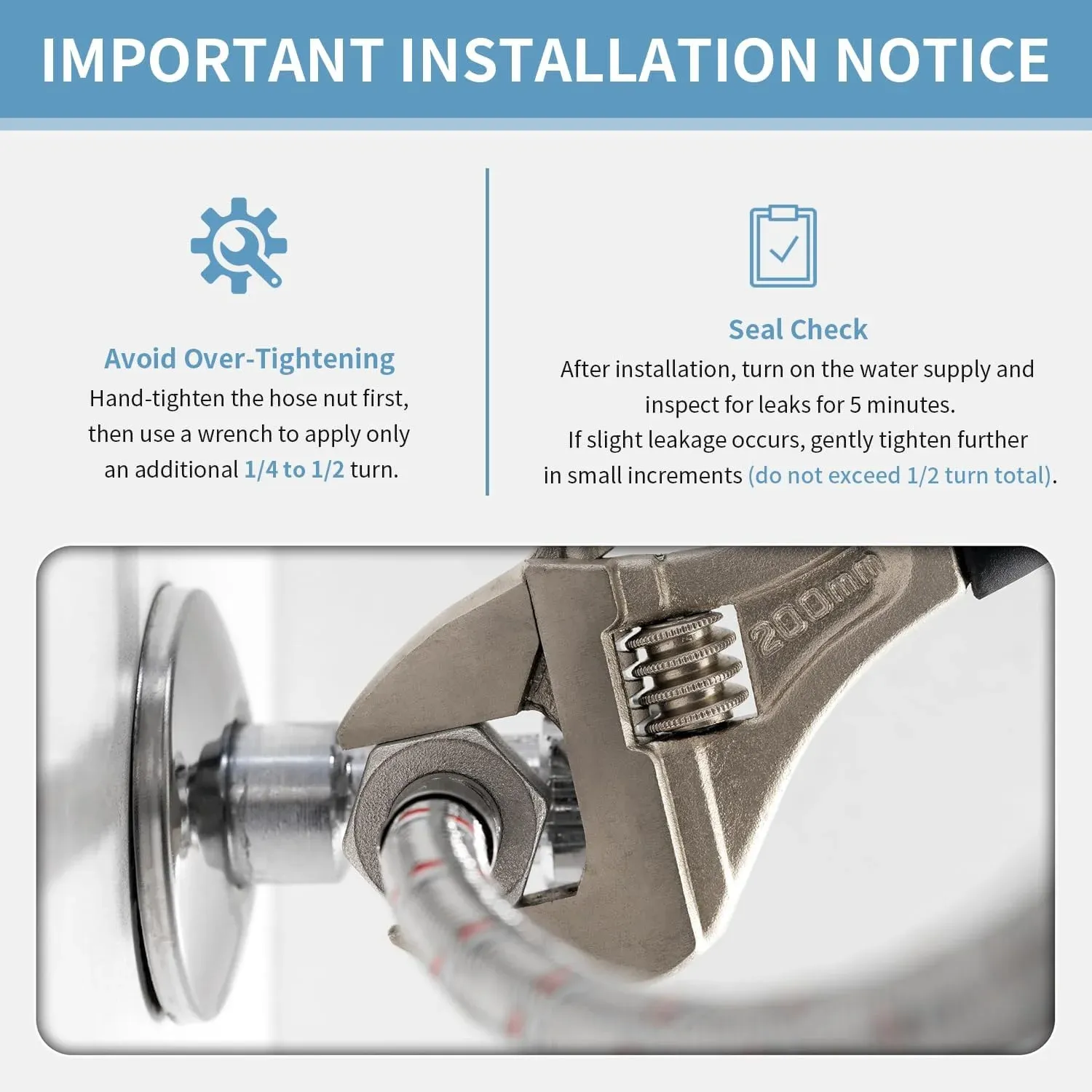 Bathroom Kitchen Faucet Connector Hoses, Braided Stainless Steel Supply Lines, 3/8 Inch Female x M10 Male, 32 Inch, 2 Pack — image 5
