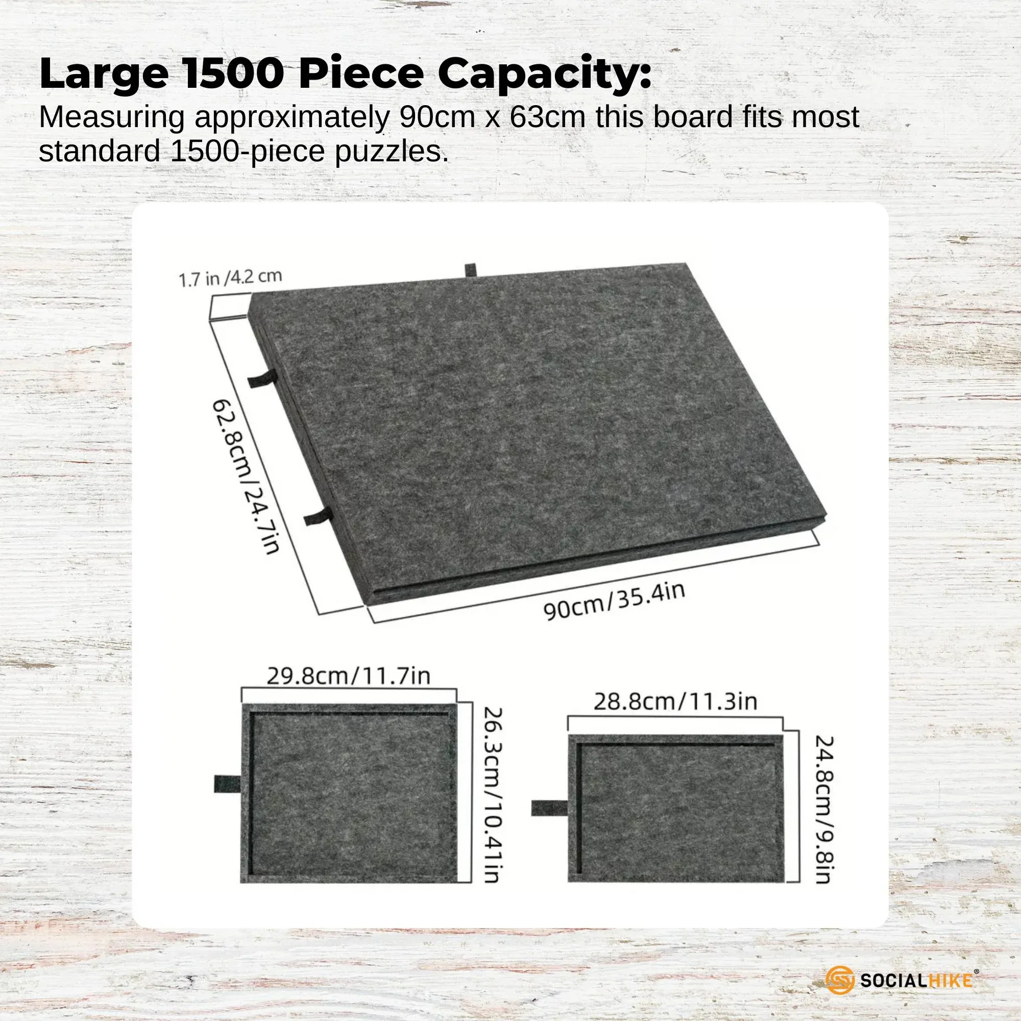 Social Hike Puzzle Board 1500 pcs - Felt Tilting Portable Cover + Drawers Grey — image 3