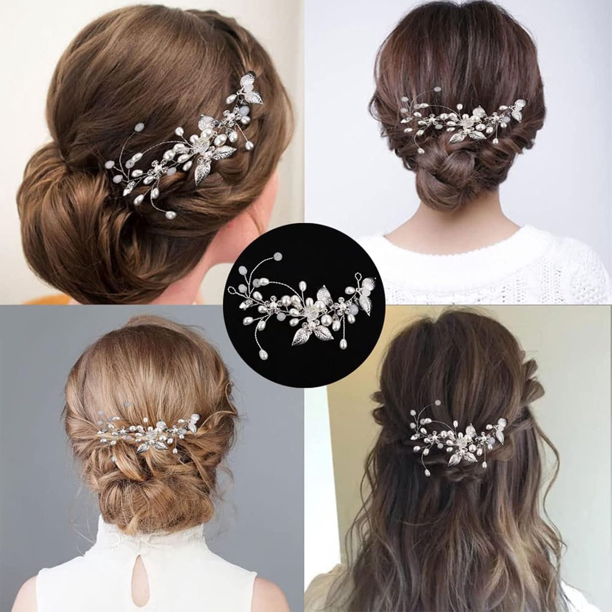 Hair accessories with leaf for weddings - Hair accessories with flowers for weddings - Headband with pearls - Hair accessories for weddings - Hair accessories — image 3