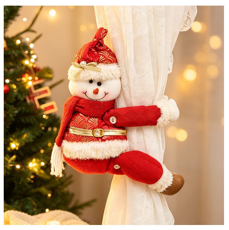 Red Gold Foil Fabric Christmas Decoration – Cute design with Velcro closure, dual-use as curtain tieback or tabletop ornament, full of festive cheer — image 4