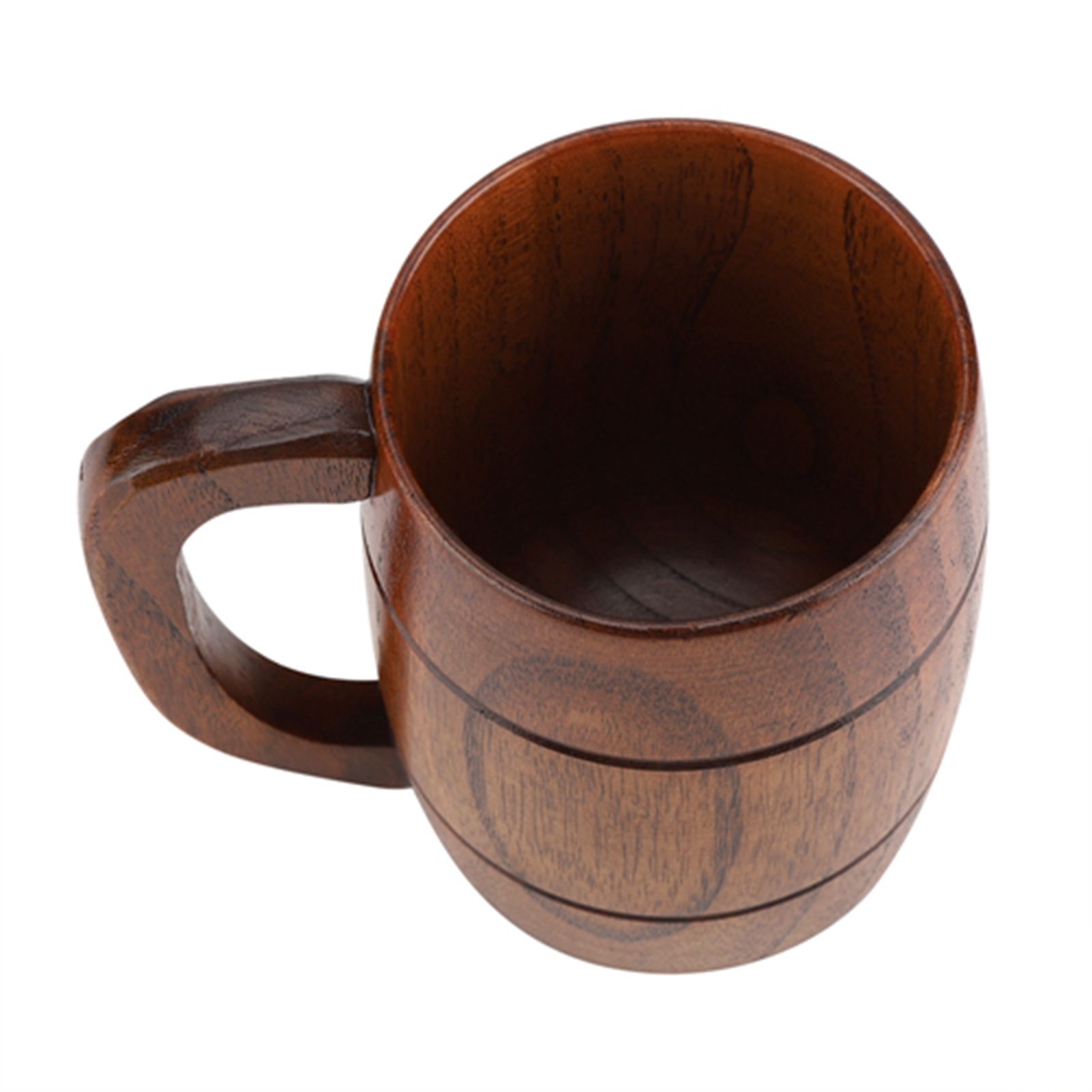 Natural Wooden Beer Cup Retro Big Capacity Tea Water Classic Wood Drinking Mug with Handle โ image 4