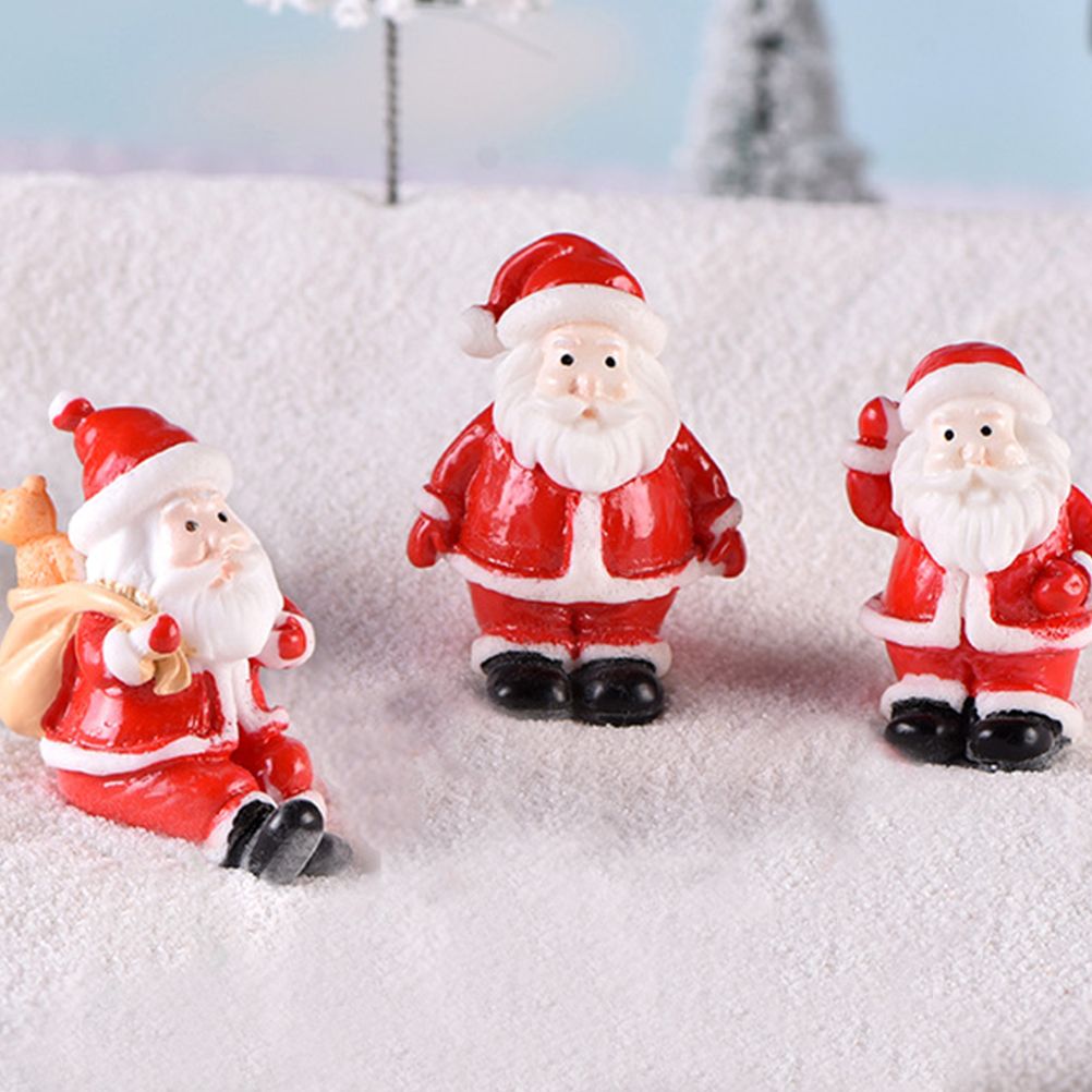 12PCS Christmas Miniature Figurines Santa Claus Tabletop Figurines Resin Gardening Props Christmas Gifts for Kids Friends — image 6
